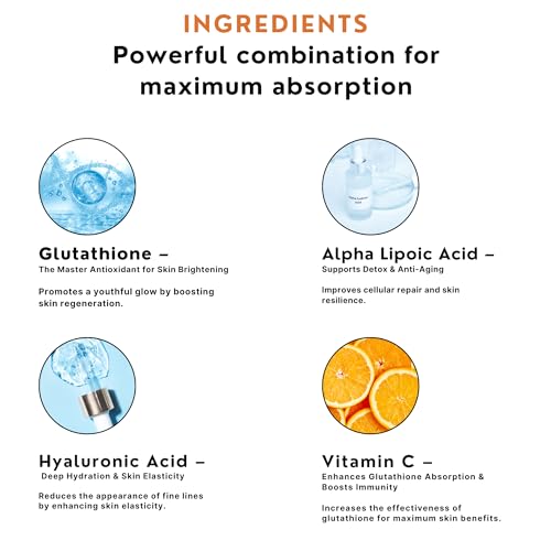 Image of Vedapure L Glutathione Effervescent Tablets with Vitamin C & E | Skin Brightening, Hydration & Collagen Support | For Men & Women | 15 Orange-Flavored Tablets (Pack of 2)