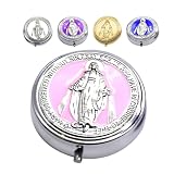TOPBATHY 5 Pezzi Scatola dei Ricordi Religiosi in Metallo con Design Vintage Elegante, Custodia Rotonda Compatta e Portatile per Rosari e Braccialetti, Regalo per Prima Comunione