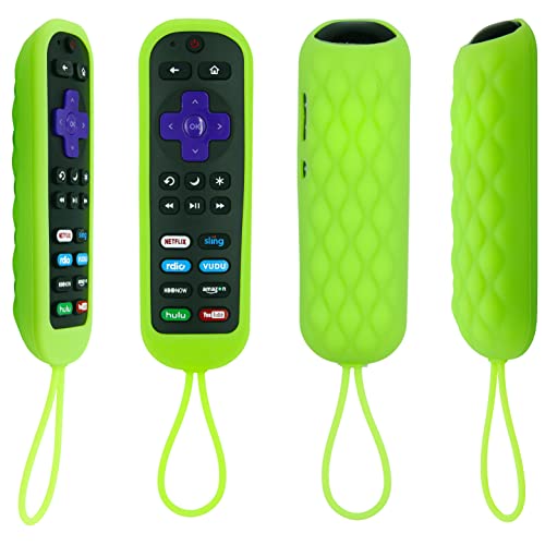[2 Pack] Pinowu Remote Cover (Glow In The Dark) Compatible With Tcl Roku Rc280 / Rc282 Tv Remote, Silicone Protective Case W/Anti-Lost Wrist Strap (Green And Turquoise) #TOP4