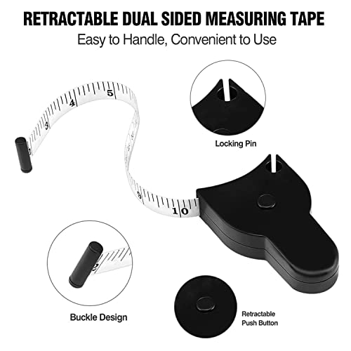 Automatic Telescopic Tape Measure, Body Measure Tape 60 inch (150cm), Self-Tightening Retractable Measuring Tape for Body Accurate Way to Track Weight Loss Muscle Gain by One Hand, 3 Piece