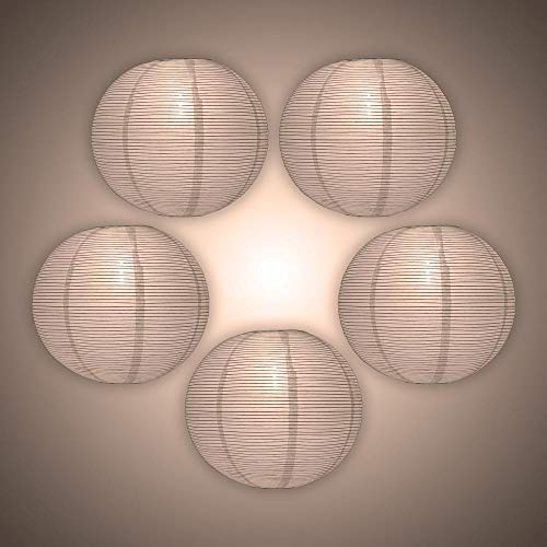 Paperlanternstore.com (5-Pack) 12 Inch White Fine Line Premium Even Ribbing Paper Lantern, Extra Sturdy #TOP2