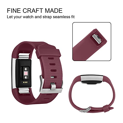 Image of Tobfit Watch Strap Compatible for Fitbit Charge 2 (Watch Not Included), Removable Soft Belts for Charge 2 Wristband, Smartwatch Band for Men & Women