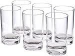 Classic 7 oz Premium Quality Glass Water Tumbler | Clear Glass Cups Set of 6,Cute Cocktail Glasses Bar Glassware for Mojito Beverages and Mixed Drinks (10.5x6.5x5.8 cm)