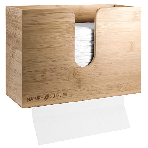 Nature Supplies Distributeur d'essuie-mains en bois - Porte-lingettes pour le mur et la table pour serviettes pliées en C, Z et intercouches