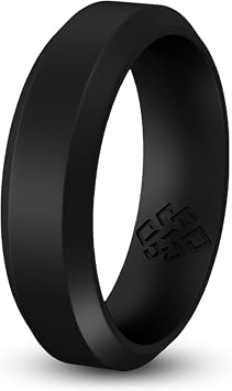 Knot Theory Black Beveled Comfort Fit Silicone Ring for Male Husband 6mm Size 14