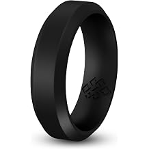 Knot Theory Black Beveled Comfort Fit Silicone Ring for Male Husband 6mm Size 12