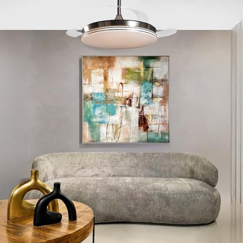 Ventilateur de plafond chromé avec pales rétractables et LED Ø106 cm - 6