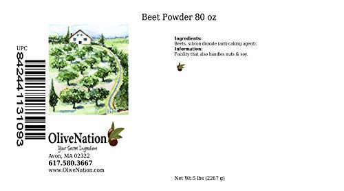 OliveNation Beet Root Powder, Nutritious Superfood for Baking, Beverages, Soups, Natural Food Coloring, Non-GMO, Gluten Free, Vegan - 80 ounces