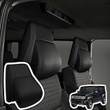MINIXIAODA スズキジムニー ヘッドレストカバー 車 JB64 JB74 JC74専用 ヘッドレストカバー ネックパッド 多機能ネックピロー 首枕カバー ネックレストカバー ヘッドレストプロテクター 防水防汚 耐久 頚椎サポート (ブラック, スズキジムニー専用)