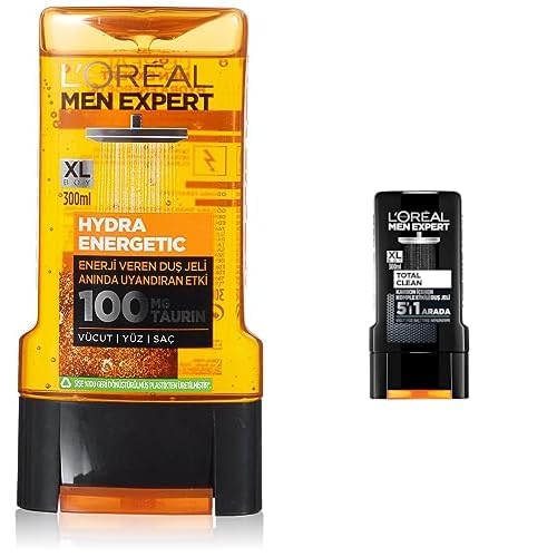 L'Oréal Paris Men Expert Hydra Energetic Taurin İçeren Duş Jeli (300 ml) + L'Oréal Paris Men Expert Total Clean 5'i 1 Arada Kömürlü Duş Jeli (300 ml)