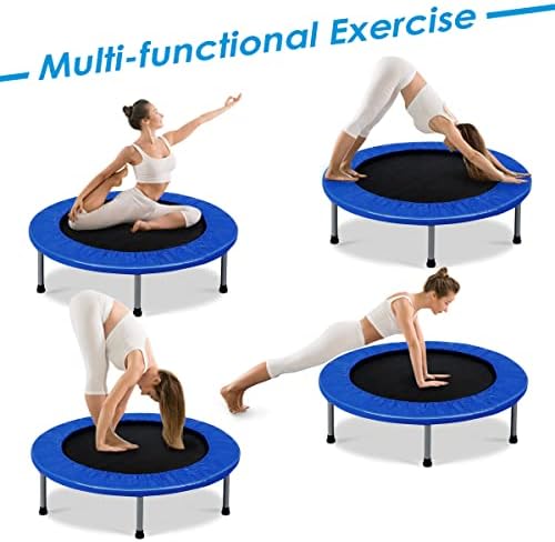 COSTWAY Mini Trampoline Set, 38" Foldable Fitness Bouncer with Padding & Springs Elastic Safe for Indoor Outdoor Exercise Workout, 150kg Weight Capacity