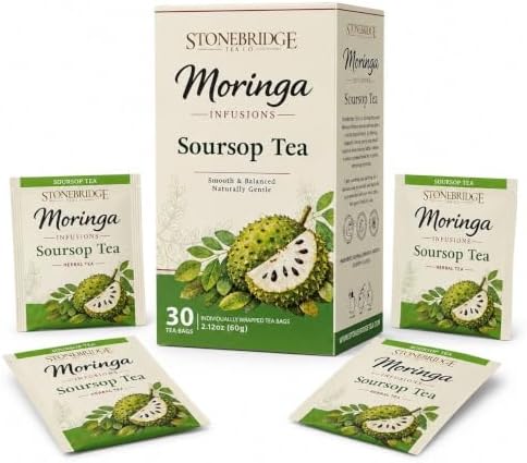 Moringa Soursop Herbal Tea, Caffeine Free, 30 Individually Wrapped Bags