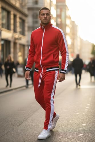 SCREENSHOT Men's Athletic Fitness Slim Fit Workout Track Pants BASIC S41700-Red-2XLarge