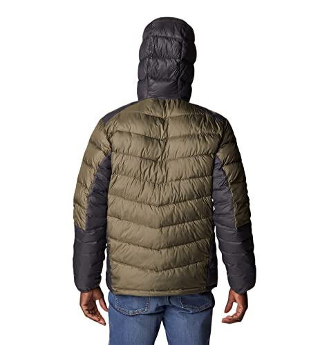Columbia Jaqueta masculina com capuz de laço de labirinto, verde pedra/tubarão, 2GG