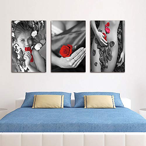 Tableau sur Toile Salon Fleur et Jolie Fille pour Décoration Murale