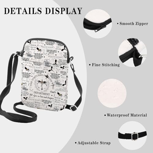 GJTIM Novel Inspired Dragon Riders Crossbody Bag Dark Academia YA Fantasy Book Merch for Book Lovers (Tortured FW CR)3