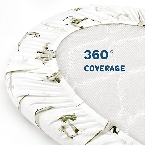 Stretchy Ultra Soft Fitted Bassinet Sheet Set 3 Pack, Universal Fit For Bassinets Baby Cradle Moses Basket Oval Rectangle Mattress Safe And Snug, Dinosaur World #TOP6