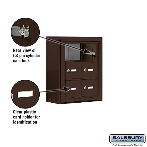 Salsbury Industries 19035-06Zsk Cell Phone-3 Unit Surface Mounted-Master Keyed Locks With 5-Inch Diameter Compartments, Bronze #TOP1