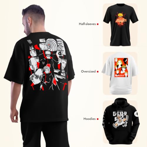 Image of DUDEME Naruto Akatsuki Unisex Anime Hoodie for Men & Women 100% Cotton Naruto, Jujutsu Kaisen, Goku, Gojo, Bleach Anime Printed Hoodies