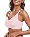 OEAK Womens Wireless Jelly Bras Push Up Bralette Full Coverage No Underwire Bra Comfortable Everyday Seamless Tshirt Bras Pink L