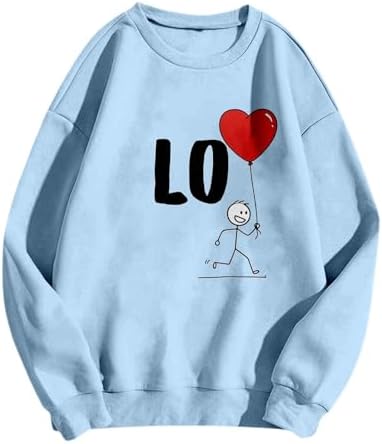 Valentines Sweatshirts for Women Men 2026 Love Graphic Long Sleeve Pullover Tops Casual Shirt Crewneck Sweatshirt