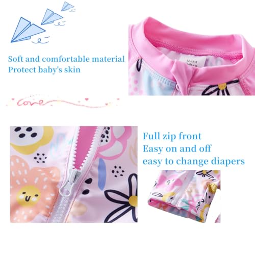 Image of UMELOK Baby Girl One Piece Swimsuit Infant Rash Guard Bathing Suit