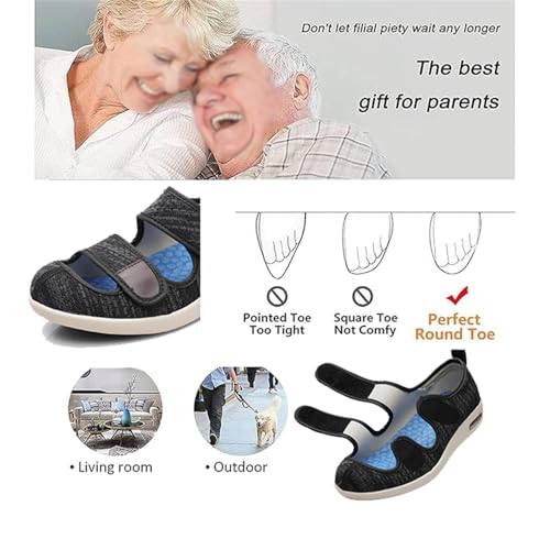 Men's Adjustable Edema Swollen Shoes, Mens Stylish Summer Breathable Diabetic Orthopedic Shoes, Comfy Easy Close Fattening and Widening Slippers, for Elderly Diabetic Plantar Fasciitis2