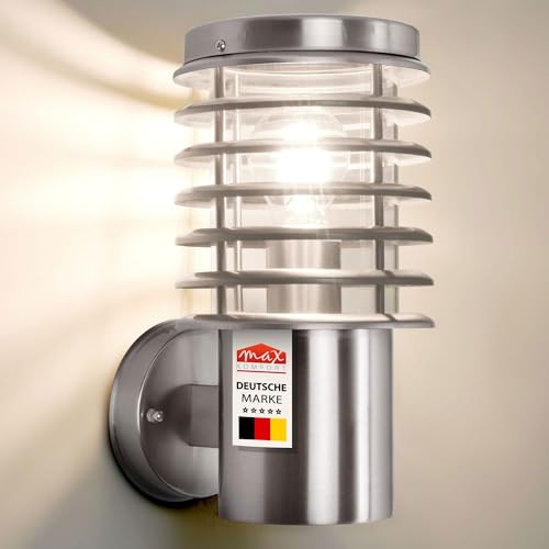 max K O M F O R T Aussenleuchte Aussenwandleuchte Edelstahl E27 Fassung für LED geeignet Wandlampe 252D1 (Wandleuchte ohne Sensor)