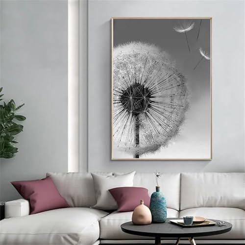Peinture Diamant Pissenlit gris pour décoration murale salon DIY diamond painting adultes 125x105