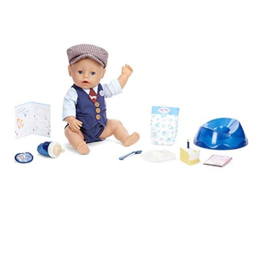 Baby Born Interactive Boy Baby Doll Party Theme – Blue Eyes with 9 Ways to Nurture