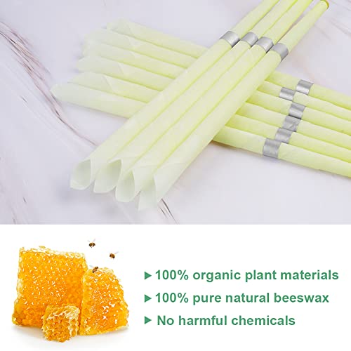ACWOO Natürliche Ohrenkerzen, 10 Stück Ohrenschmalz Entferner Kerzen Ohrenkerze Kit, Ohrkerzen Zur Reinigung Mit 5 Schutzscheiben, Ohren Kerzen Zum Reinigen Für Ntspannen, Beige