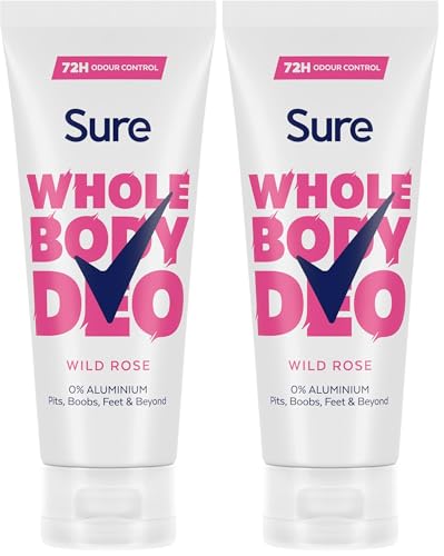 Sure Wild Rose Whole Body Deodorant Women's Deodorant Cream with a fresh & floral fragrance for 72 hour odour control 75 ml (Pack of 2)