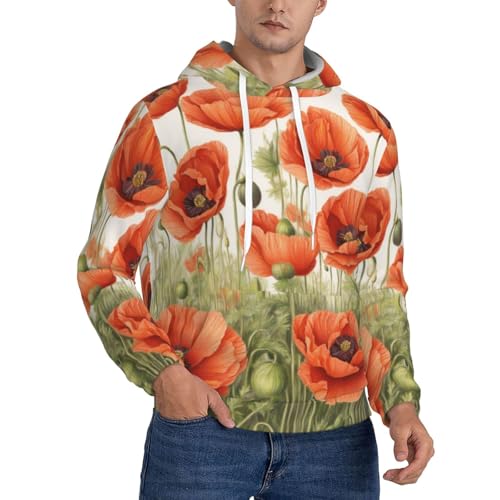 Sweat à capuche coquelicot avec poche imprimé floral unique