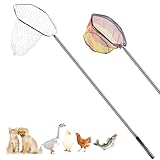 Kalekey Chicken Catching Net, 32' to 80' 201 Stainless Steel Poultry Catcher Adjustable Handle with Animal Capture Net for Catching Chicken, Ducks, Bird, Dog, Cat, Fish (Included 2 Nets, 1 Pole)