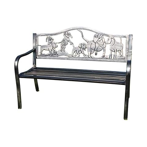 Metal Garden Bench with Puppies Design Cover