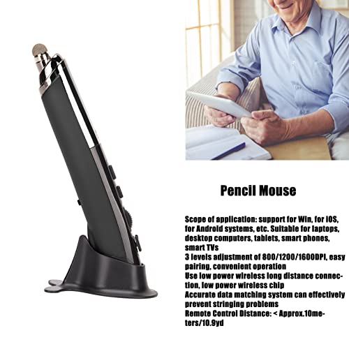 Ratón inalámbrico con lápiz PR-08 negro de 6 teclas para oficina 2