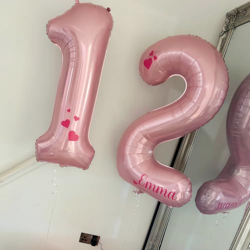 Image of Large Pastel Pink 14 Balloon Number Set, Foil Number 1 & 4, 40 Inch Mylar Self Inflating Light Pink 14 Balloons for Girls 14th Birthday Party Decor