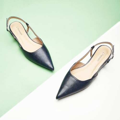 Image of C.Paravano Slingback Flats | Pointed Toe Flats | Slingback Sandals | Women's Slingback Dress Shoes | Adjustable Buckle Sandals