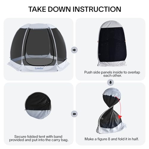 Leedor-Screen-House-Tent-for-4-8-Person-Instant-Setup-Mesh-Net-Outdoor-Gazebo-Sun-Shade-Dome-Tent-Pop-Up-Canopy-with-Carry-Bag-for-Camping-Patio-Backyard-Lawn-Garden-Deck-10-x-10-FT