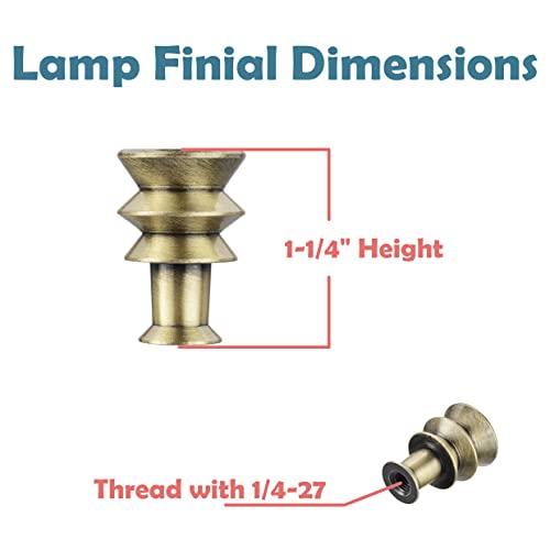 Image of Aspen Creative 24036-41, Solid Steel Finial for Lamp Shade, Steel in Antique Brass Finish, 1-1 /4 inch Height