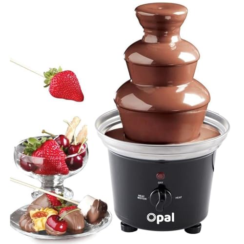 Opal-Schokoladenbrunnen, Edelstahl-Brunnen-Set, elektrische 3-Tier -Maschine mit heißem Schmelztiegel-Boden, 500ML,heiße und flüssige Schokolade für Brunch, Partys, Weihnachten, Silvester (OCF17)