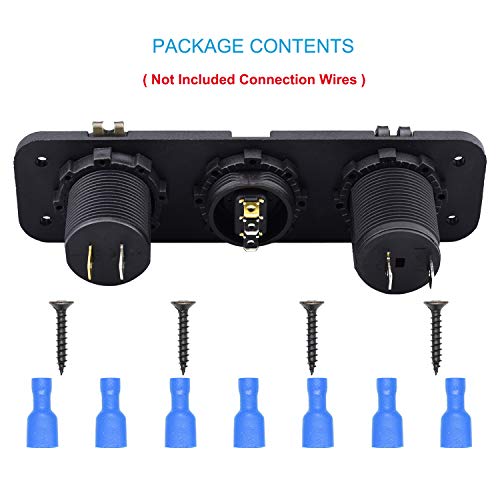 Cllena Dual Usb Socket Charger 4.2A & Led Voltmeter + 12V Power Outlet + On-Off Rocker Toggle Switch Four Functions Panel For Car Marine Boat Rv Truck Camper Vehicles (Green) #TOP4
