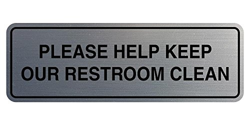 Standard Please Help Keep Our Restroom Clean Door/Wall Sign - Silver - Small