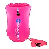 Esoes Schwimmen Boje Packsack, 20L wasserdicht aufblasbare Schwimmen Tow Float Bag mit verstellbarem Gurt für Kajak Bootfahren Kanufahren Angeln Rafting (Rosenrot)