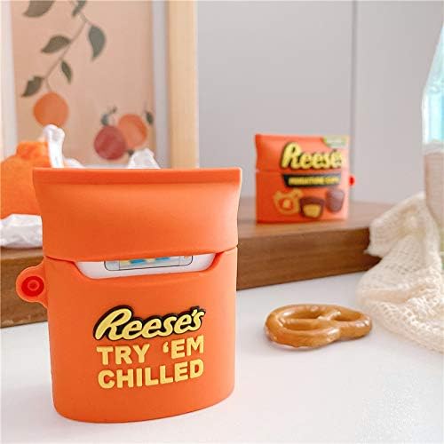 YIGEYI Silicone Case Compatible with Airpods 1&2 Funny Cute 3D Cartoon Cover [Fun Snacks Series 2] (REESES)