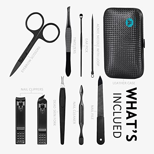 image for HANTEKAS Manicure Set 9 in 1 Stainless Steel, Nail Clippers Scissors P