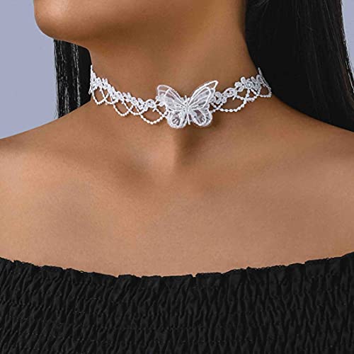 Evazen Lace Choker Necklaces Butterfly Choker Necklace White Collar Halloween Neck Jewelry For Women And Girls #TOP1