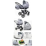 Lux4Kids Kinderwagen 3 in 1 Kombi Komplettset mit Autositz Isofix 2in1 Babywanne Babyschale Buggy Buggy Baby Larmax Braun & Beige 2in1 ohne Babyschale