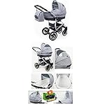 Lux4Kids Kinderwagen 3 in 1 Kombi Komplettset mit Autositz Isofix 2in1 Babywanne Babyschale Buggy Buggy Baby Larmax Mint 4in1 Autositz +Isofix