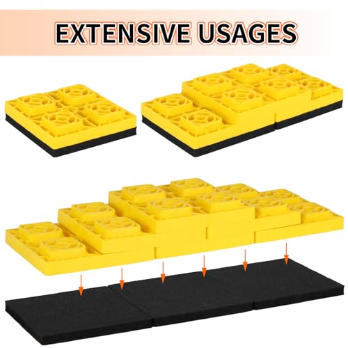 OULEME RV Leveling Block Flex Pads, 8.5” Rubber Jack Pads, Anti-Vibration & Anti-Slip Mats, for Camper Travel Trailer Jacks & Stands & Stabilizers on Uneven Surfaces, 4-Pack by OULEME - Image 4